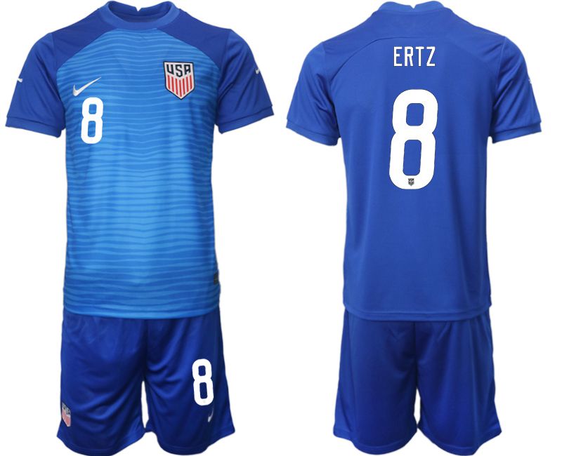 Cheap Men 2022 World Cup National Team United States away blue 8 Soccer Jersey